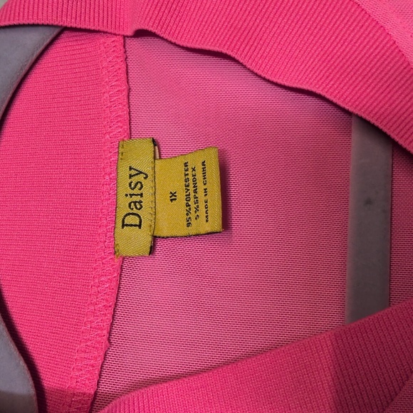 Daisy Vibrant Pink Mesh Bomber Jacket Size 1X, Barbiecore - Picture 2 of 3